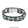 Hämatit-Perlen, Pyramide, 4mm x 6mm x 3mm, matt-grünblau changierend, 60 Stück