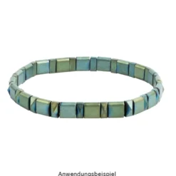 Hämatit-Perlen, Pyramide, 4mm x 6mm x 3mm, matt-grünblau changierend, 60 Stück