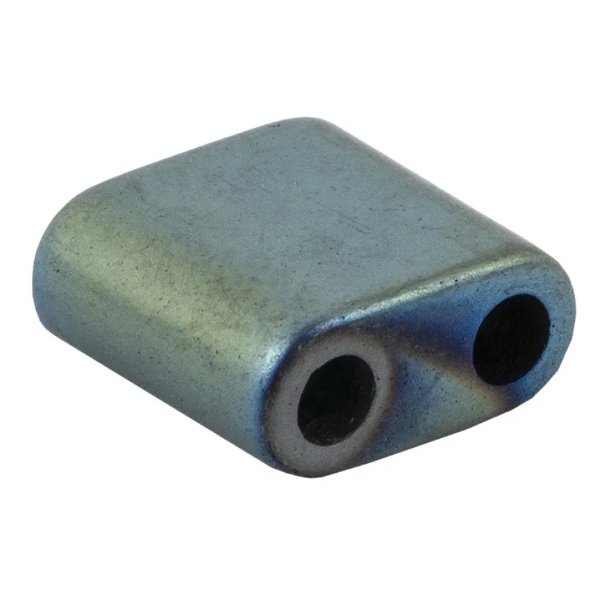Hämatit-Perlen, Quadrat, 6mm x 6mm x 3mm, matt-grünblau changierend, 30 Stück
