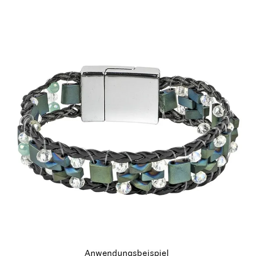 Hämatit-Perlen, Quadrat, 6mm x 6mm x 3mm, matt-grünblau changierend, 30 Stück
