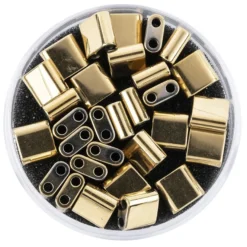 Hämatit-Perlen, Quadrat, 6mm x 6mm x 3mm, metallic-hellgold, 30 Stück