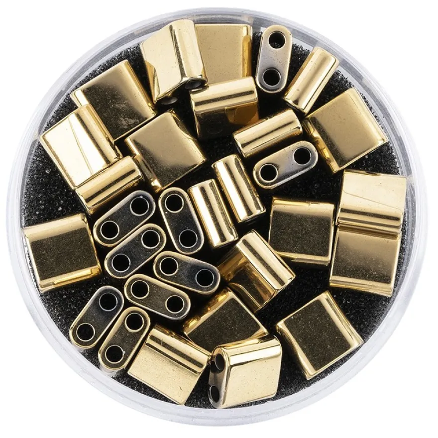 Hämatit-Perlen, Quadrat, 6mm x 6mm x 3mm, metallic-hellgold, 30 Stück