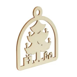 Holz-Anhänger, Weihnachtsszene, 8cmx8cm, flach, 2mm stark, inkl. Jutebänder, 10 Stück