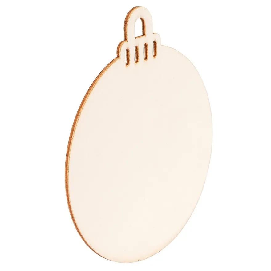 Holz-Baumschmuck, Kugeln, Rohlinge, 9,3cm x 7,9cm, flach, 1,7mm stark, 50 Teile