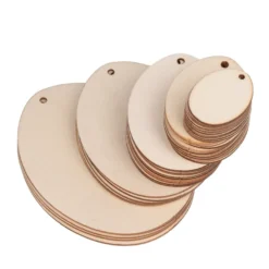 Holz-Eier, Rohlinge, zum Aufhängen, 5 versch. Größen, flach, 2mm stark, 40 Stück
