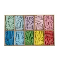 Holzklammern, 10 Farben, je 20 Stück, 2,5cm x 0,7cm x 0,5cm, 200 Stück