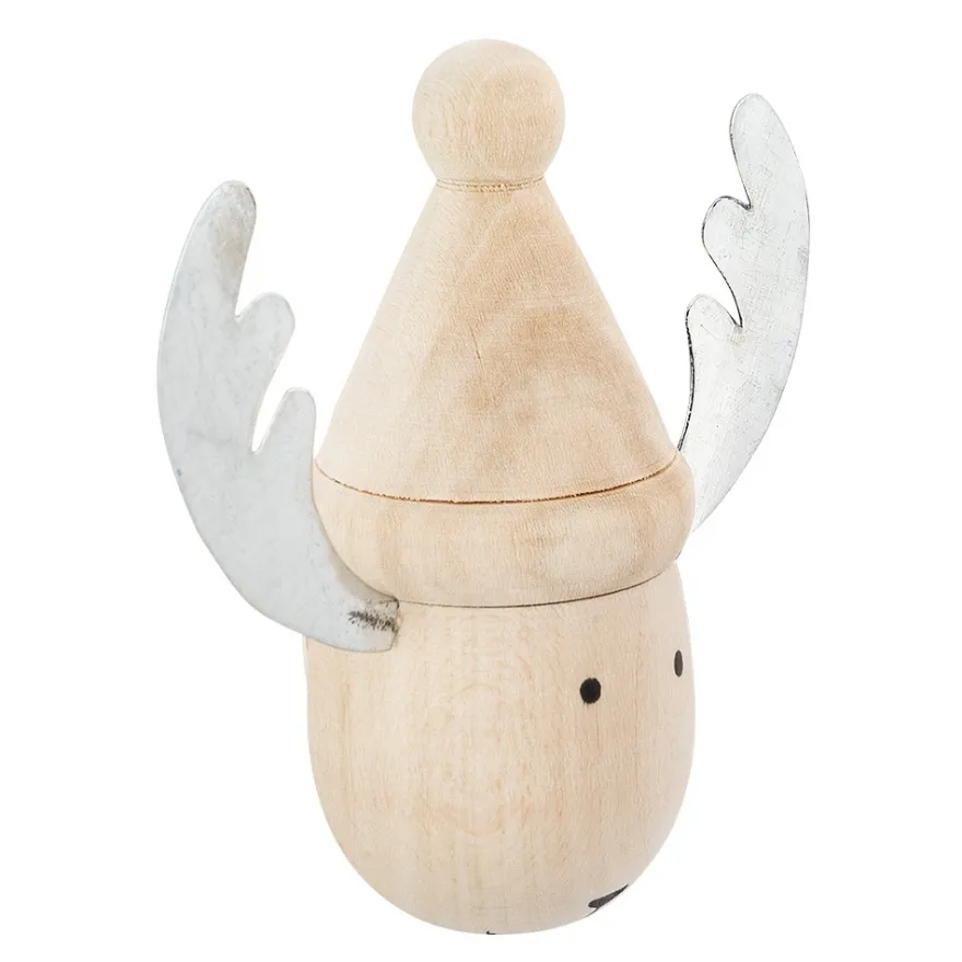 Holzköpfe Rentier, 8cm x 8cm, 2 Stück