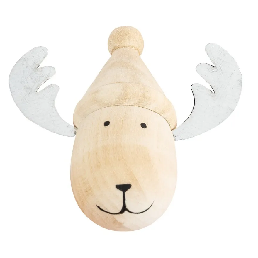 Holzköpfe Rentier, 8cm x 8cm, 2 Stück