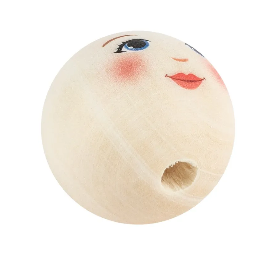 Holzkugeln mit Gesicht, Ø 4cm, mit Loch, 10 Stück