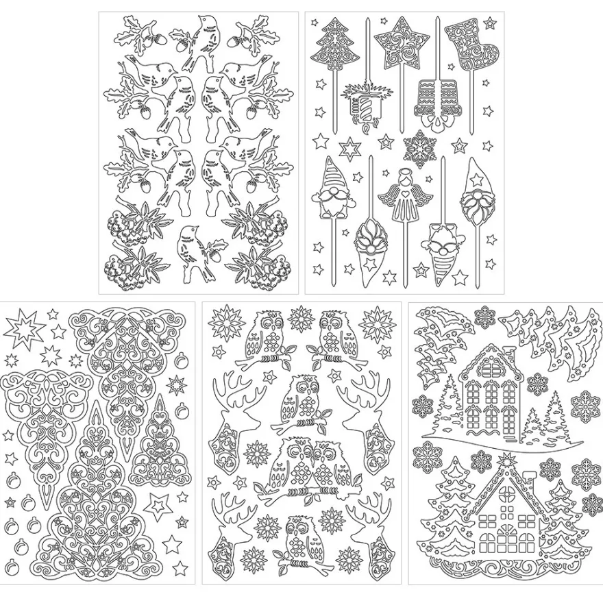 Holz-Laserbogen, Winter/Weihnachten 2, DIN A4, beidseitig klebend, 2,5mm stark, 5 Bogen