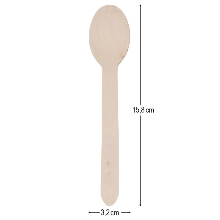 Holzlöffel, groß, 15,8cm lang, 3,2cm breit, natur, 50 Stück