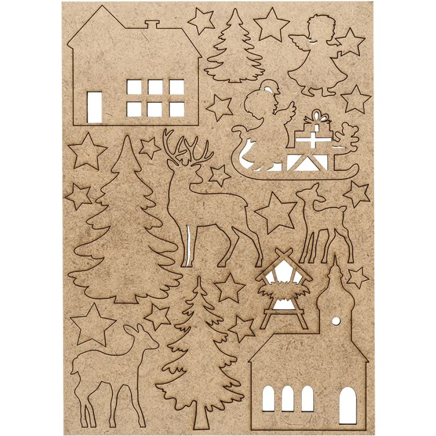 Holzmotive, Winter & Weihnachten 1, DIN-A4-Bogen mit 26 Motiven