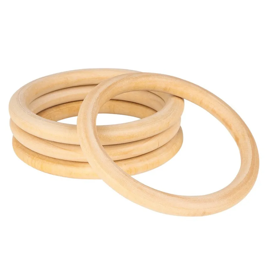 Holzringe, außen: Ø 10cm, Stärke: 10mm, naturfarben, 4 Stück