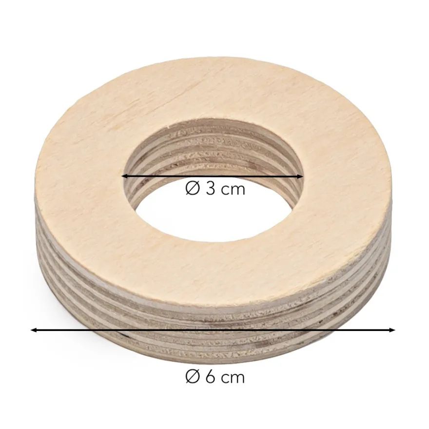 Holz-Ringrahmen, rund, 6 Größen, Stärke: 1,5cm, 6 Stück