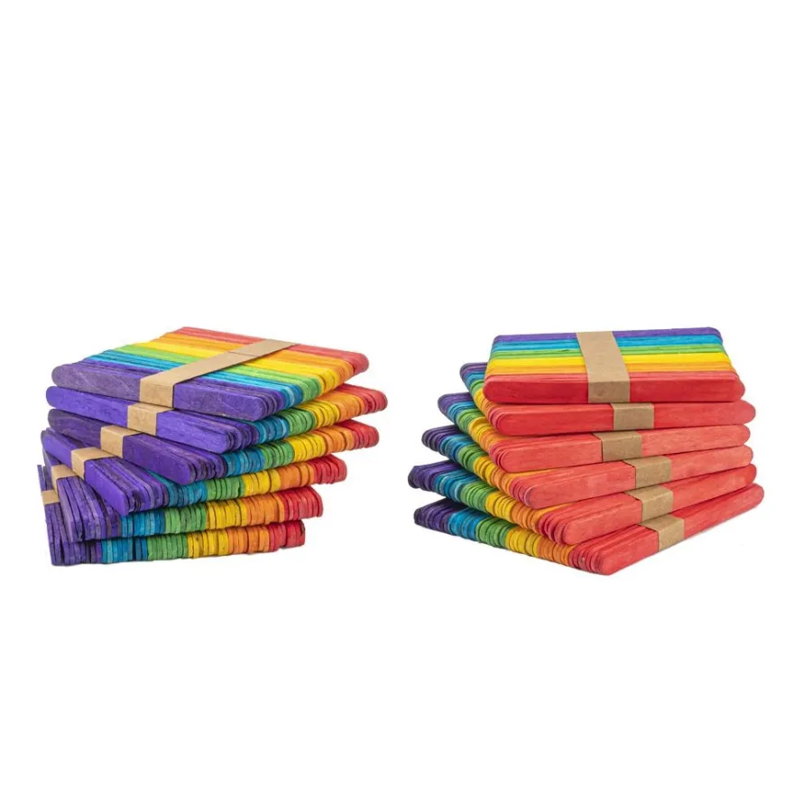 Holzstäbchen, 11,4cm lang, 1cm breit, 6 verschiedene Farben, 600 Stück