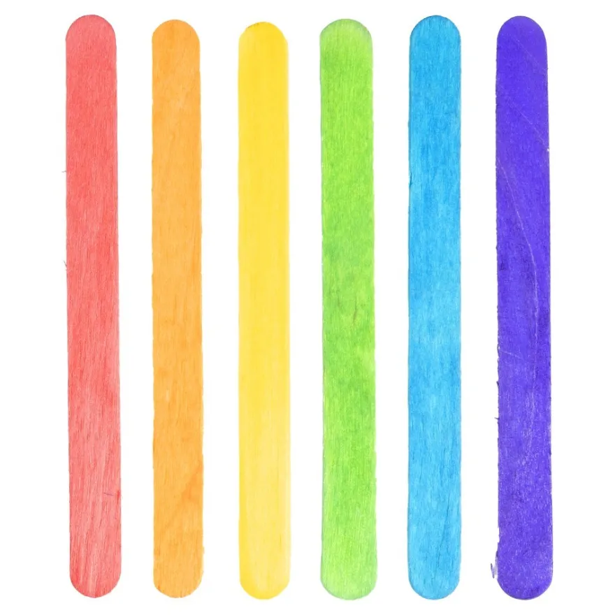 Holzstäbchen, 11,4cm lang, 1cm breit, 6 verschiedene Farben, 600 Stück