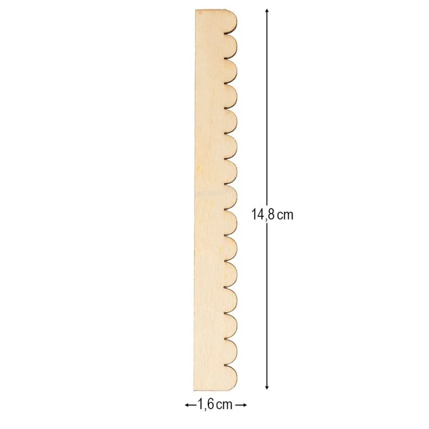 Holzstäbchen, einseitiger Wellenrand, 14,8cm lang, natur, 40 Stück
