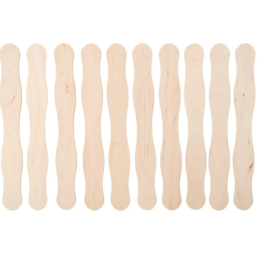 Holzstäbchen, in Wellenform, 20cm lang, 2,5cm breit, 10 Stück
