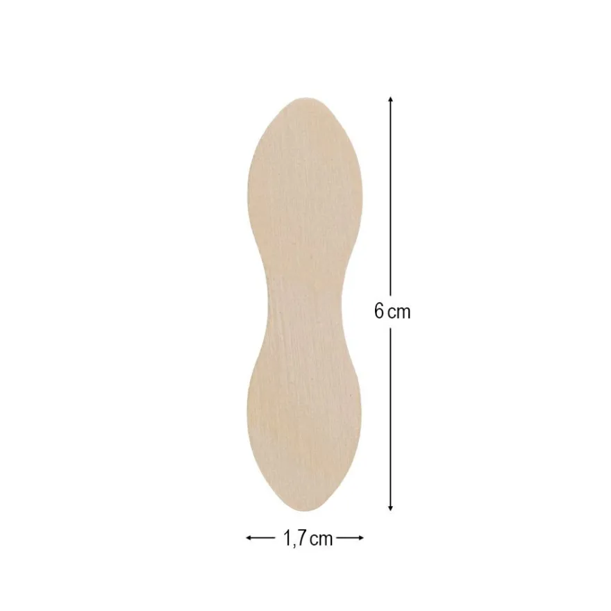 Holzstäbchen, in Wellenform 2, 6cm lang, 1,7cm breit, natur, 200 Stück