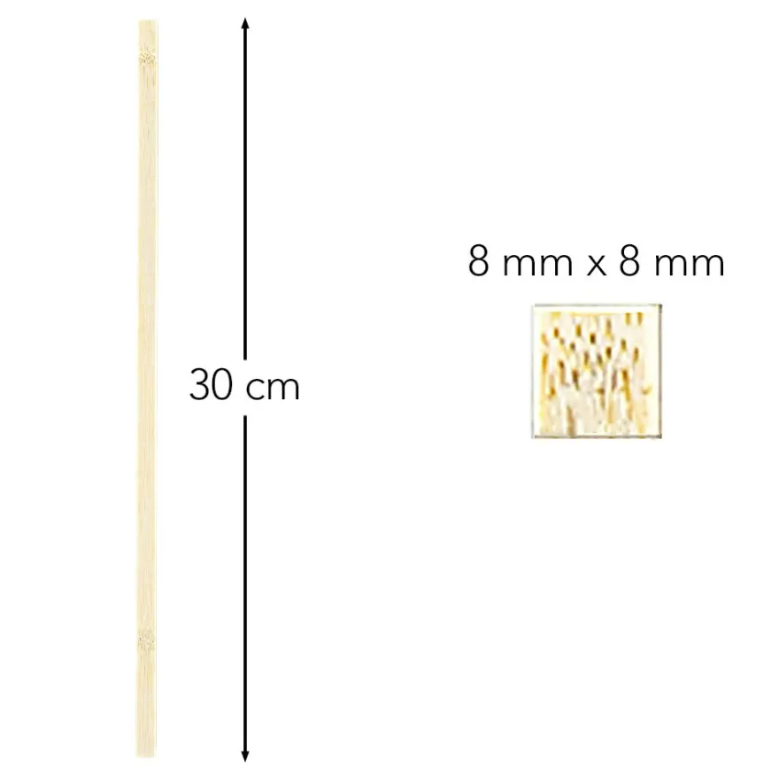 Holzstäbe, quadratisch, 30cm lang, 8mm x 8mm, 50 Stück