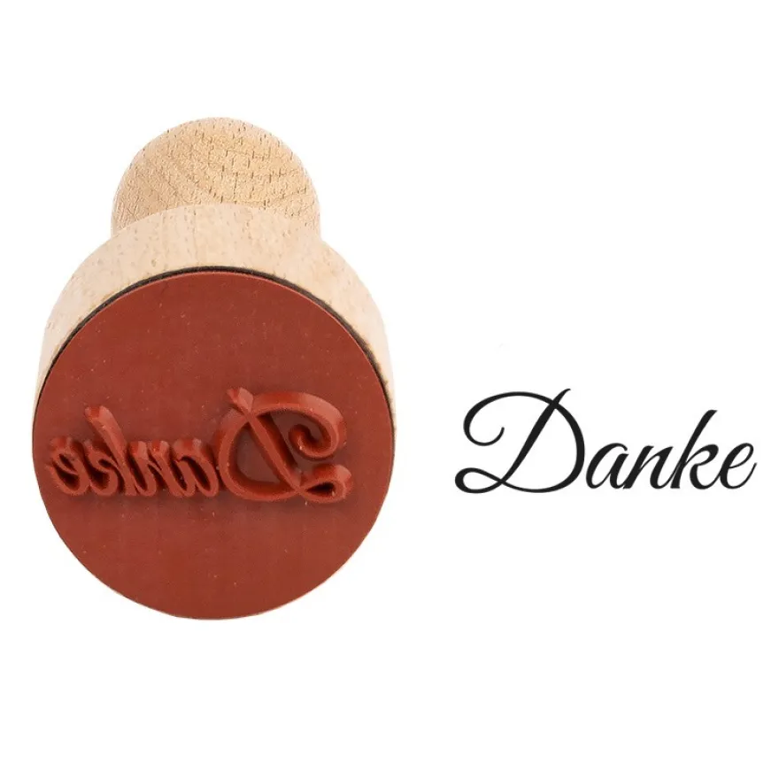 Holzstempel, Danke, Ø3cm, 8,5cm hoch, mit Griff