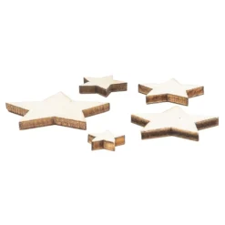 Holzsterne, Vielfalt, 5 verschiedene Größen, naturfarben, 250 Stück