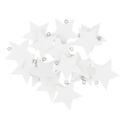 Holzsterne zum Aufhängen, Ø3,8cm, 3,5mm stark, weiß, 15 Stück