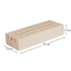 Holzständer, Rechteck, 3 Schlitze, 15,1cm x 5,2cm x 2,7cm