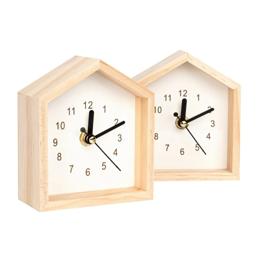Holz-Uhren Häuschen, 12cm x 10,5cm x 5cm, 2 Stück