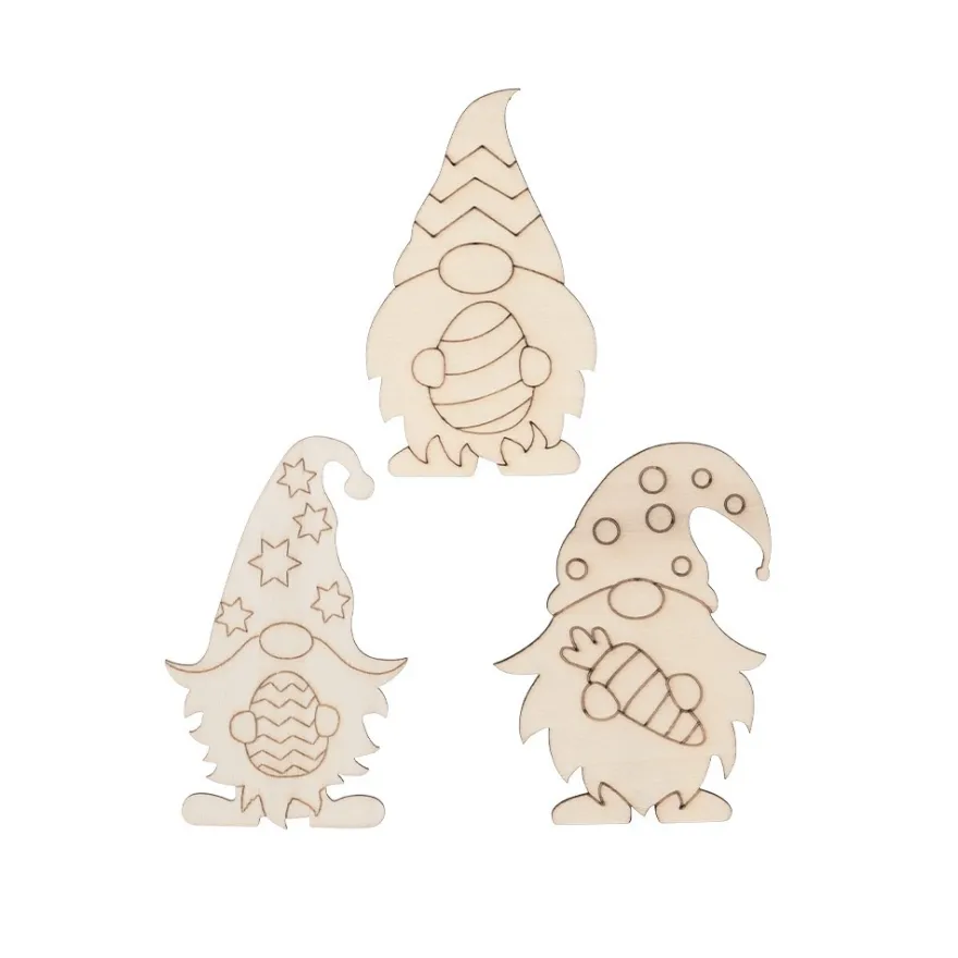 Holz-Wichtel Ostern, verschiedene Designs, 10cm hoch, 2,5mm stark, 7 Stück