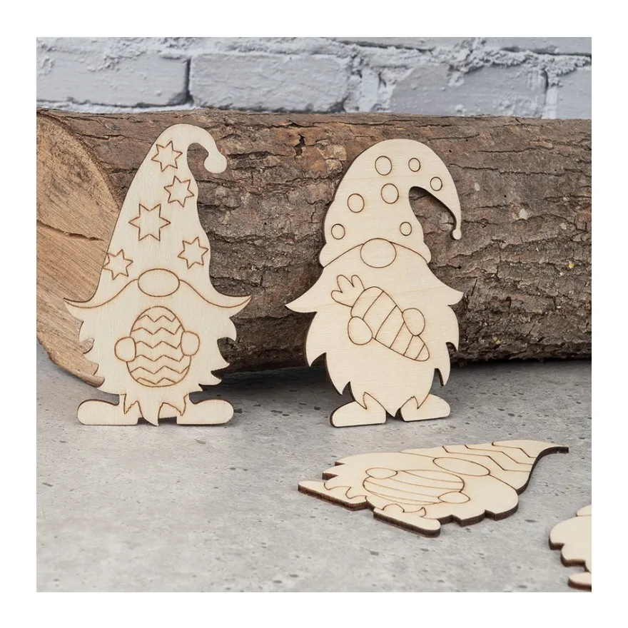 Holz-Wichtel Ostern, verschiedene Designs, 10cm hoch, 2,5mm stark, 7 Stück