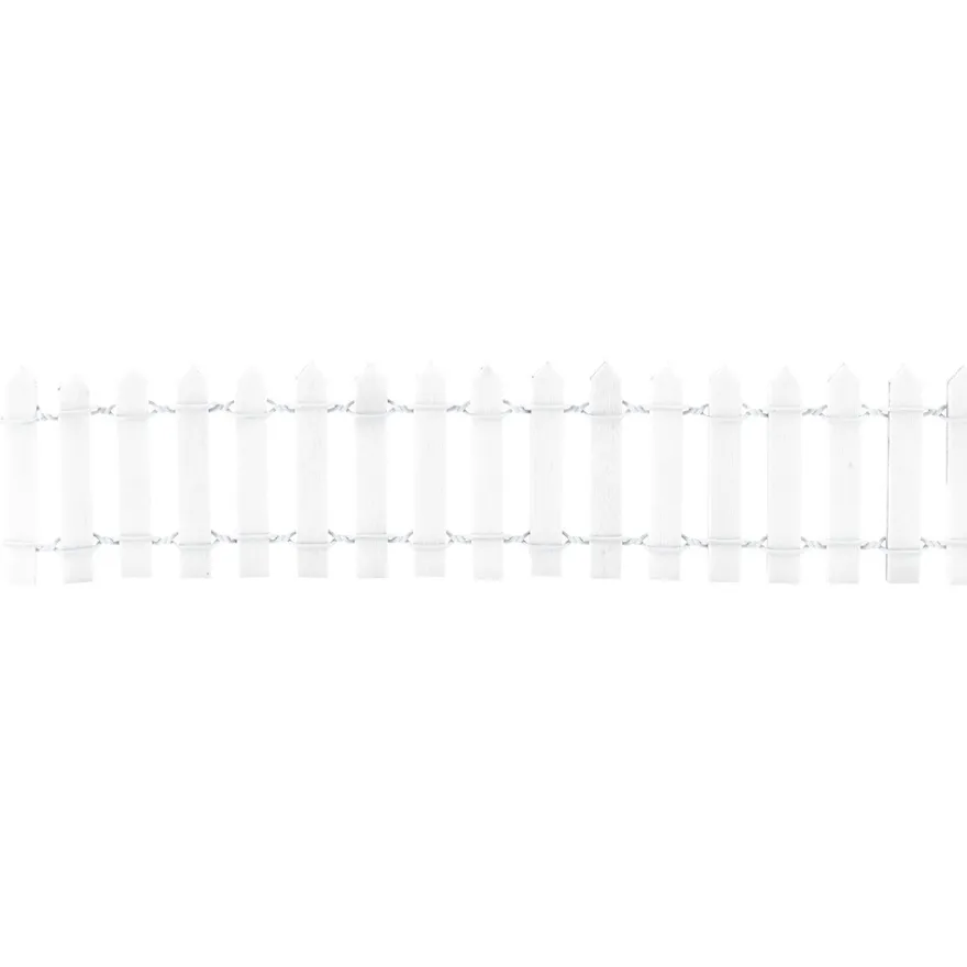 Holzzaun, Design 2, 5cm hoch, 90cm lang, zuschneidbar, weiß
