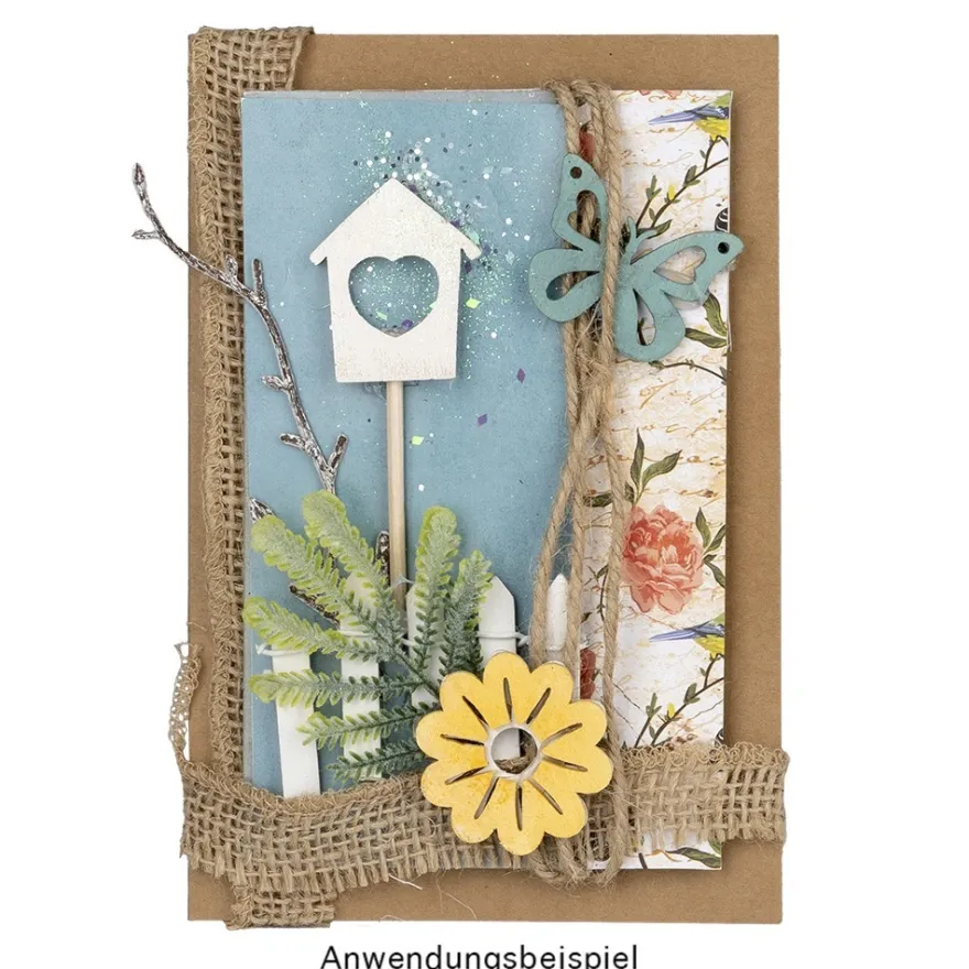 Holzzaun, Design 2, 5cm hoch, 90cm lang, zuschneidbar, weiß
