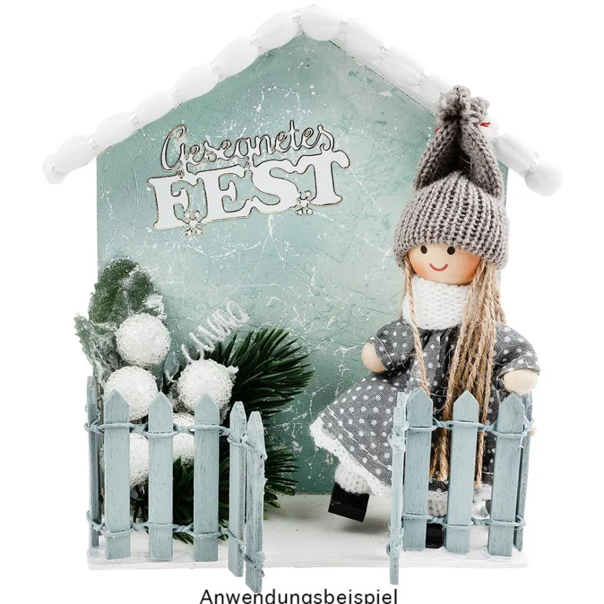 Holzzaun, Design 2, 5cm hoch, 90cm lang, zuschneidbar, natur