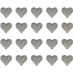 Hot-Fix Glas-Glamour, Herz, 1,4cm x 1,4cm, silber, 20 Stück