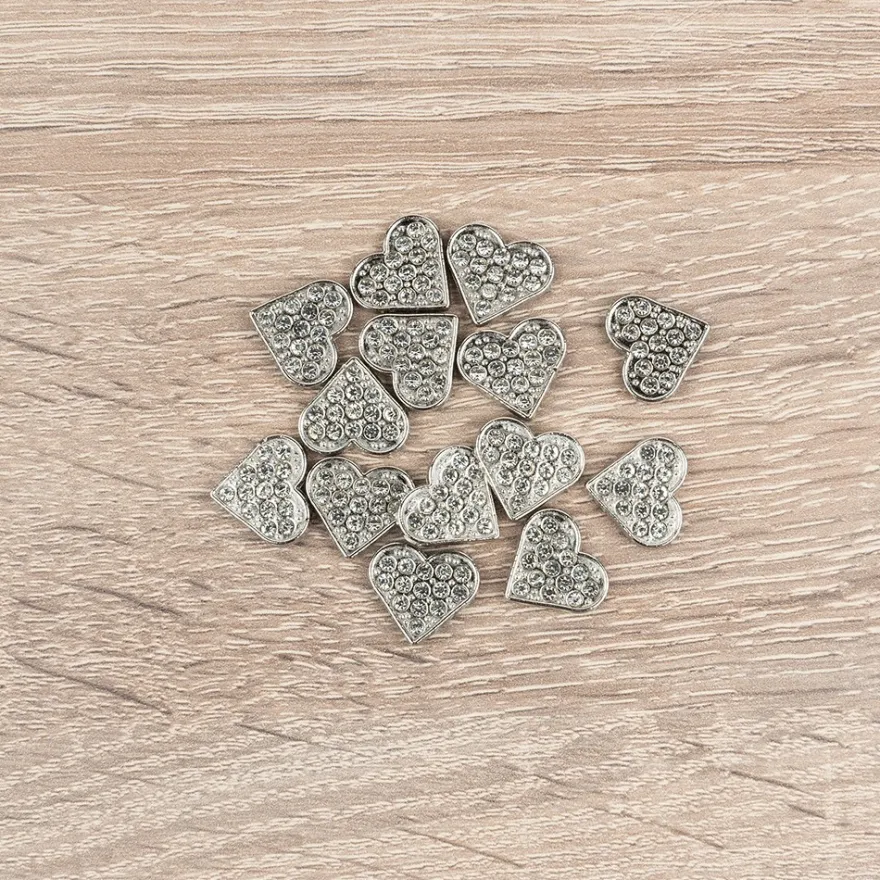 Hot-Fix Glas-Glamour, Herz, 1,4cm x 1,4cm, silber, 20 Stück
