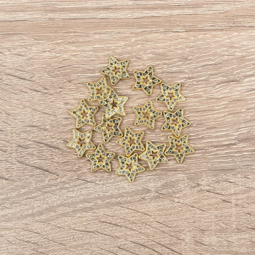 Hot-Fix Glas-Glamour, Stern 2, Ø 1,5cm, hellgold, 20 Stück