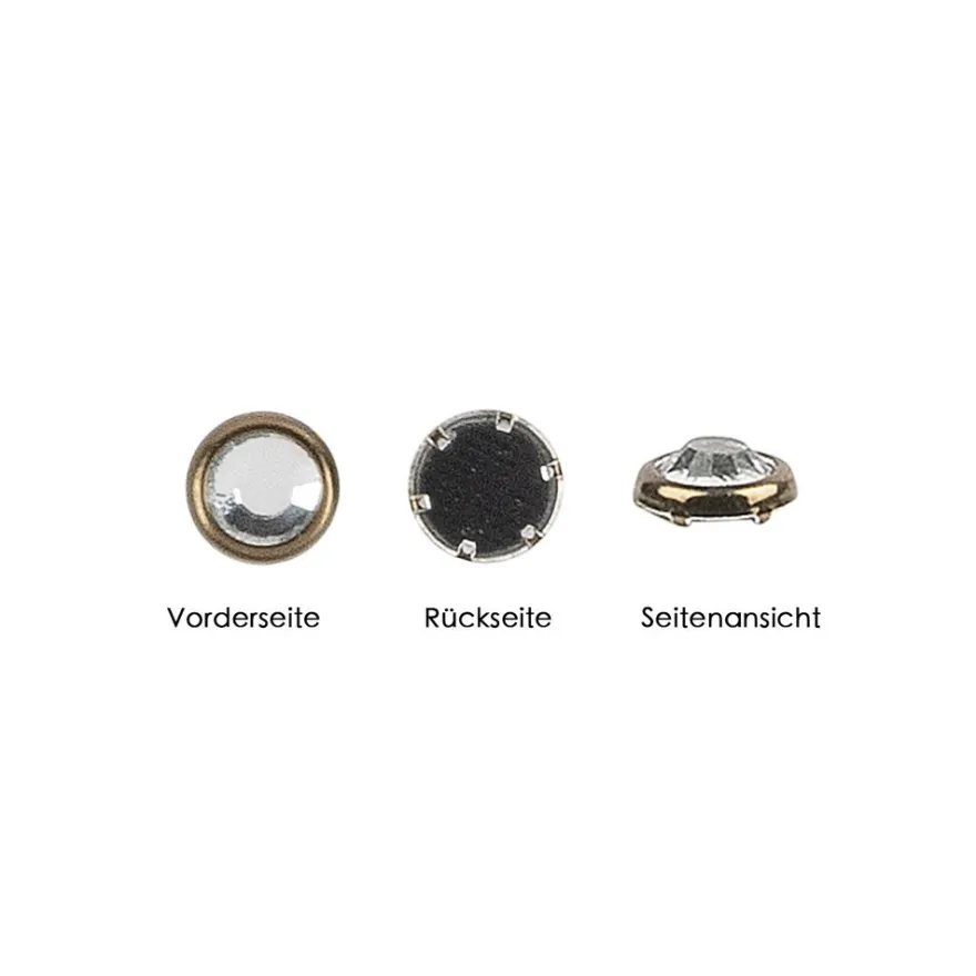 Hot-Fix Glas-Kristalle zum Aufbügeln, Ø 5mm, antikgold, 100 Stück