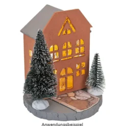 Häuser aus Holz, Sortierung 3, 4 verschiedene Größen und Designs, mit Öffnung, 4 Stück
