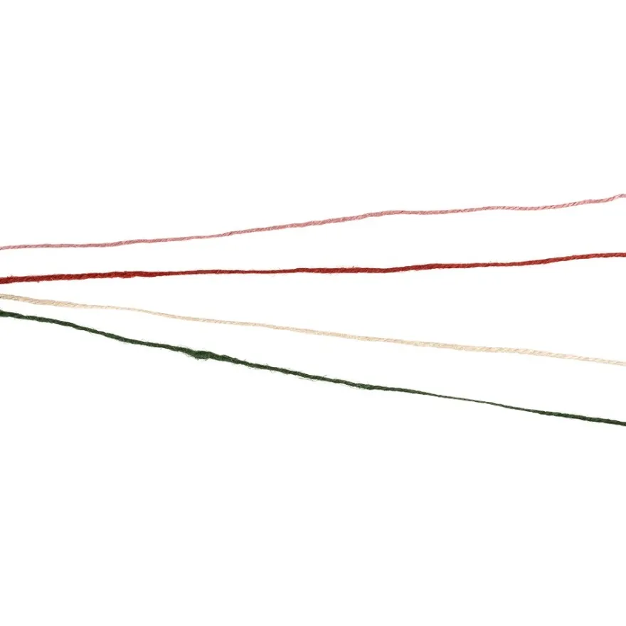 Jutekordeln, Ø 2 mm, verschiedene Farben, je 50 m lang, 4 Stück