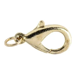 Karabiner, inkl. Spaltringe, 1,5cm x 0,8cm, hellgold, 15 Stück