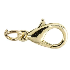 Karabiner, inkl. Spaltringe, 1,1cm x 0,6cm, hellgold, 20 Stück