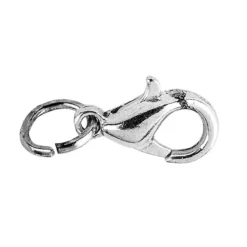 Karabiner, inkl. Spaltringe, 0,9cm x 0,5cm, silber, 25 Stück