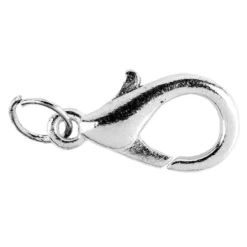 Karabiner, inkl. Spaltringe, 1,8cm x 0,9cm, silber, 12 Stück