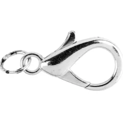 Karabiner, inkl. Spaltringe, 2cm x 1cm, silber, 10 Stück