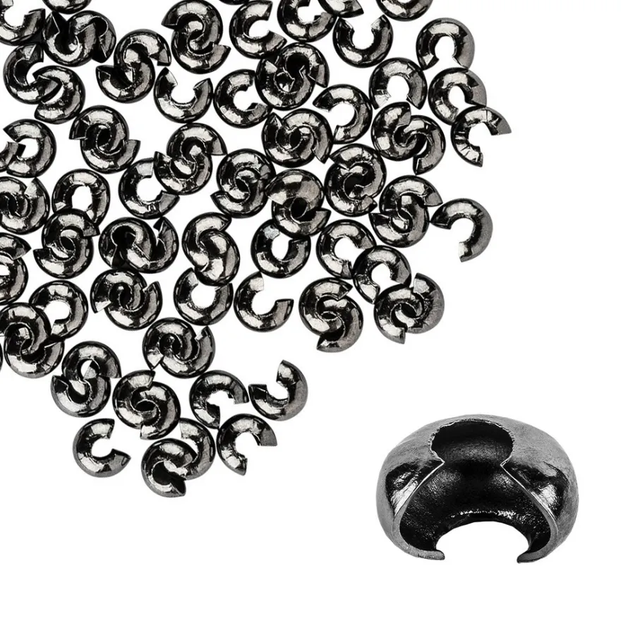 Kaschierperlen, Ø 4mm, anthrazit-metallic, 100 Stück