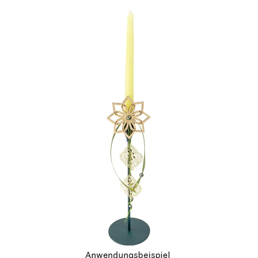 Kerzenhalter, für Stabkerzen, 3 verschiedene Höhen, Fuß Ø 10cm, weiß, 3 Stück