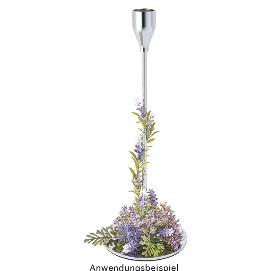 Kerzenhalter, für Stabkerzen, 3 verschiedene Höhen, Fuß Ø 10cm, silber, 3 Stück