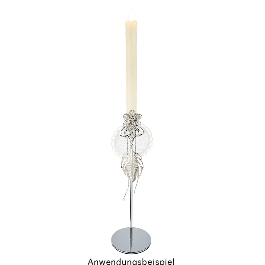 Kerzenhalter, für Stabkerzen, 3 verschiedene Höhen, Fuß Ø 10cm, silber, 3 Stück