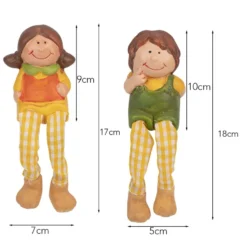 Kinder mit Schlenkerbeinen, 17cm/18cm hoch, Kantenhocker, 2 Stück